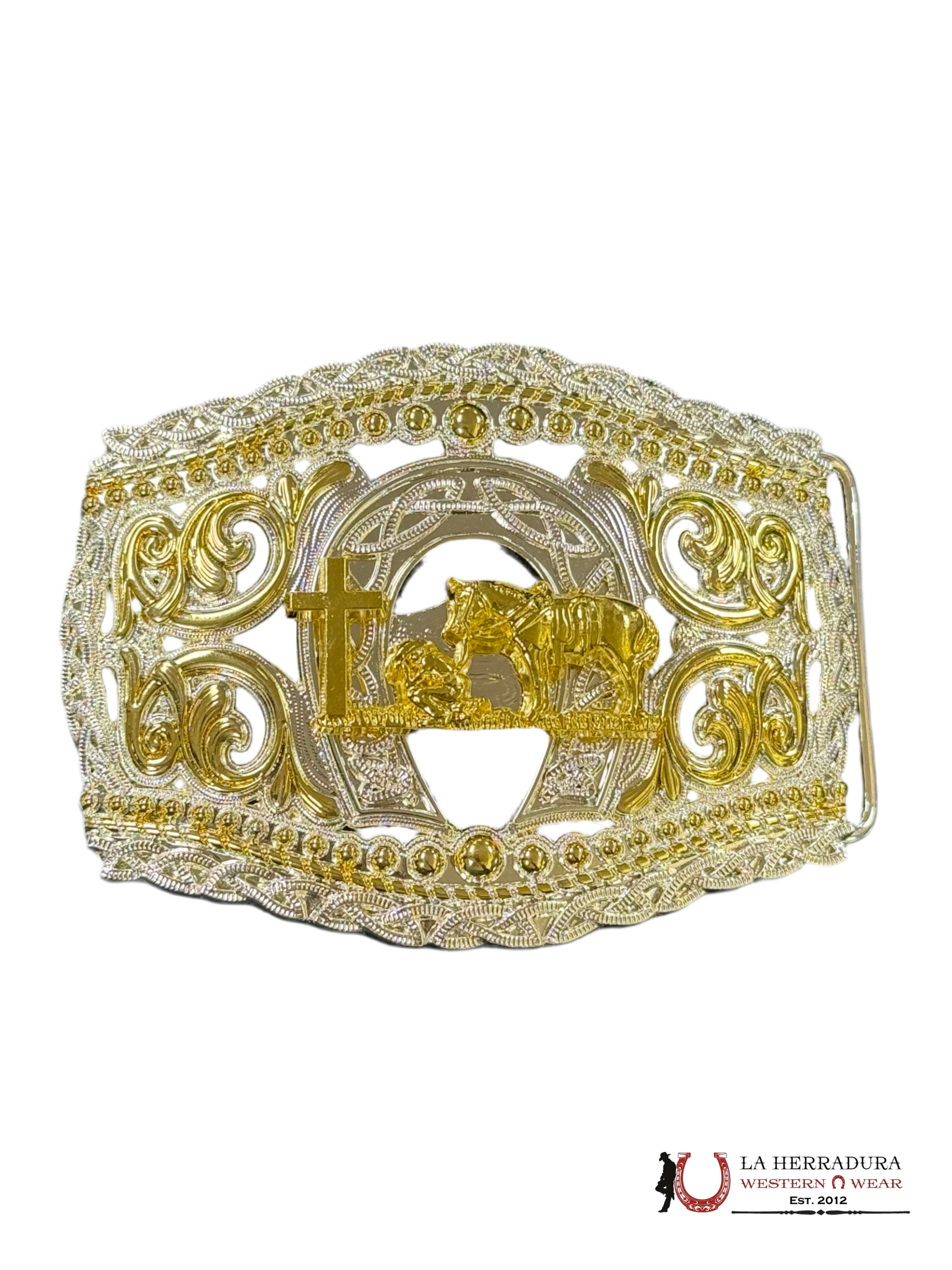 GOLD GINETE SILVER ROUND BUCKLE ACCESORIOS