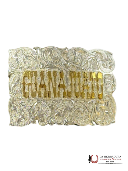 HEBILLA CUADRADA DE PLATA ORO GUANAJUATO