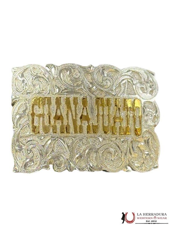 HEBILLA CUADRADA DE PLATA ORO GUANAJUATO