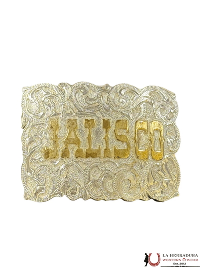 HEBILLA CUADRADA DE PLATA ORO JALISCO
