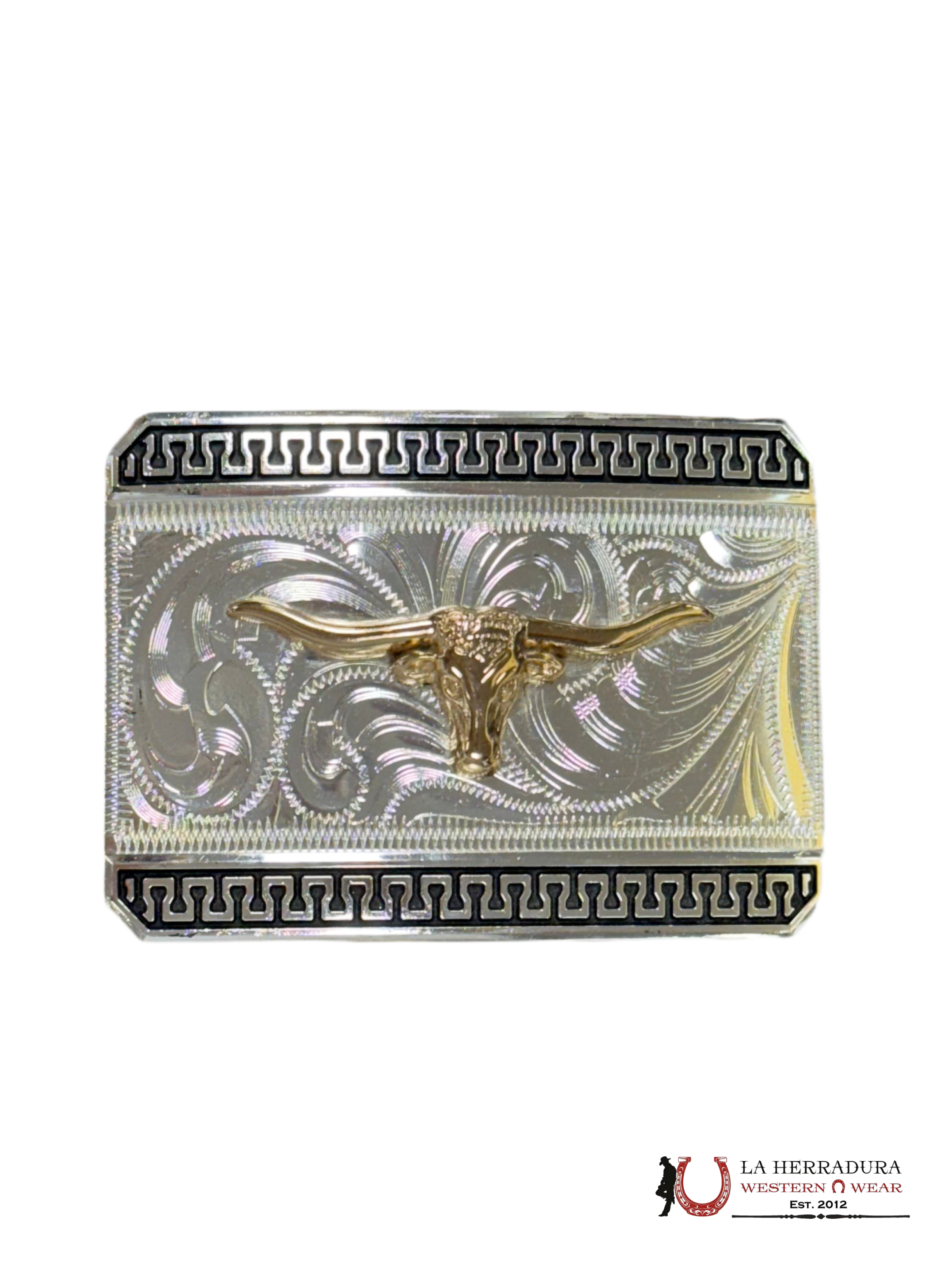 GOLD LONG HORN BLACK DETAILS SQUARE BUCKLE ACCESORIOS