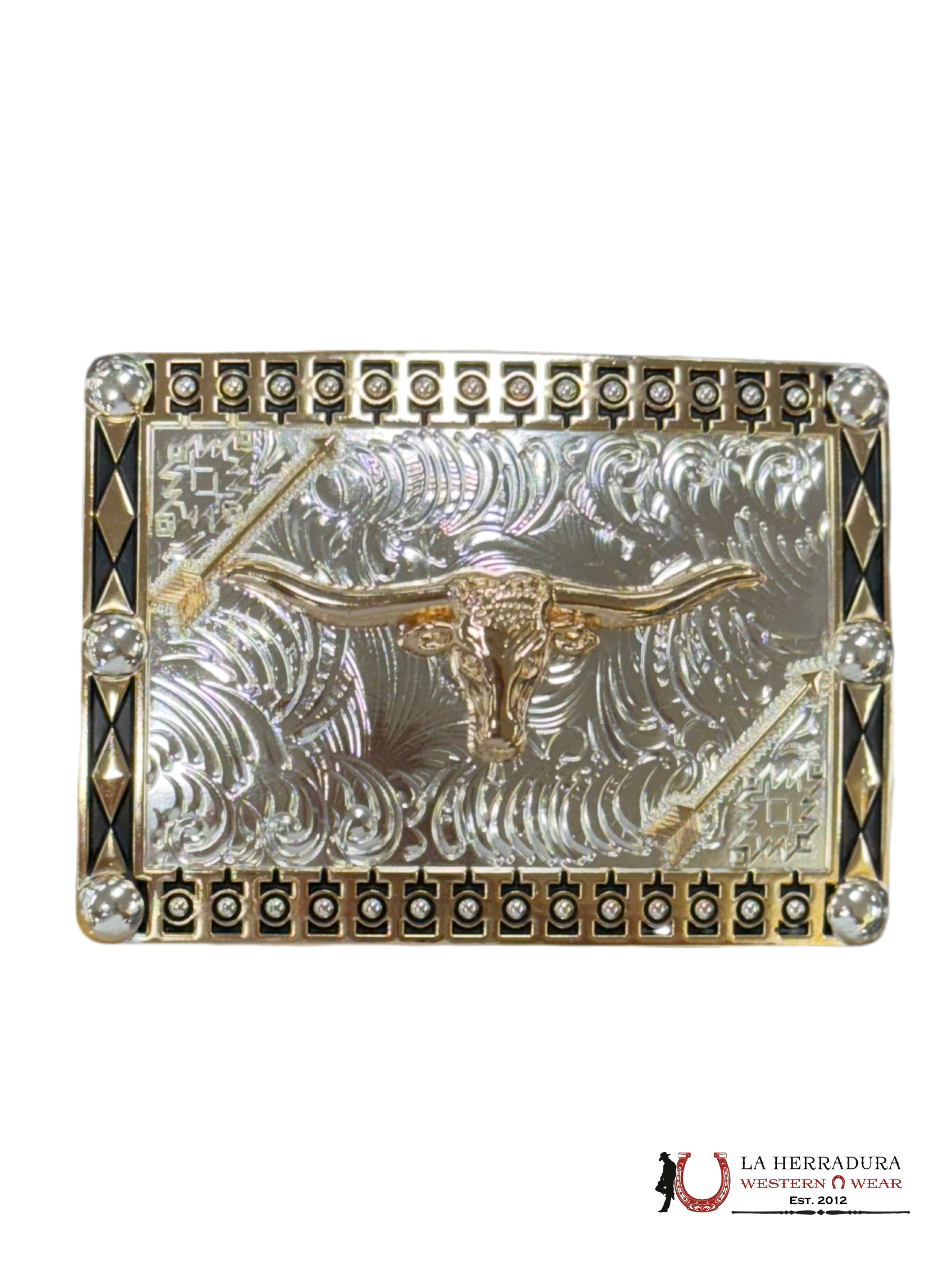 GOLD LONG HORN SILVER SQUARE BUCKLE ACCESORIOS