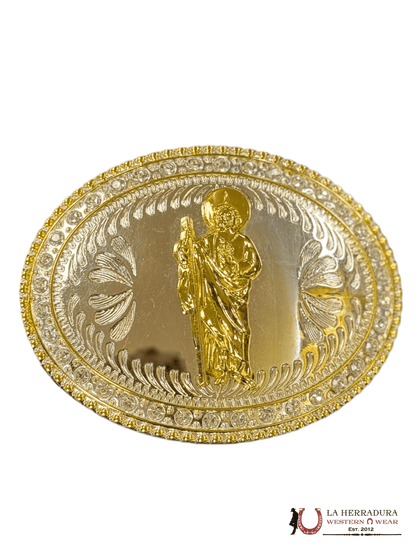 GOLD SAN JUDAS JEWELRY ROUND BUCKLE