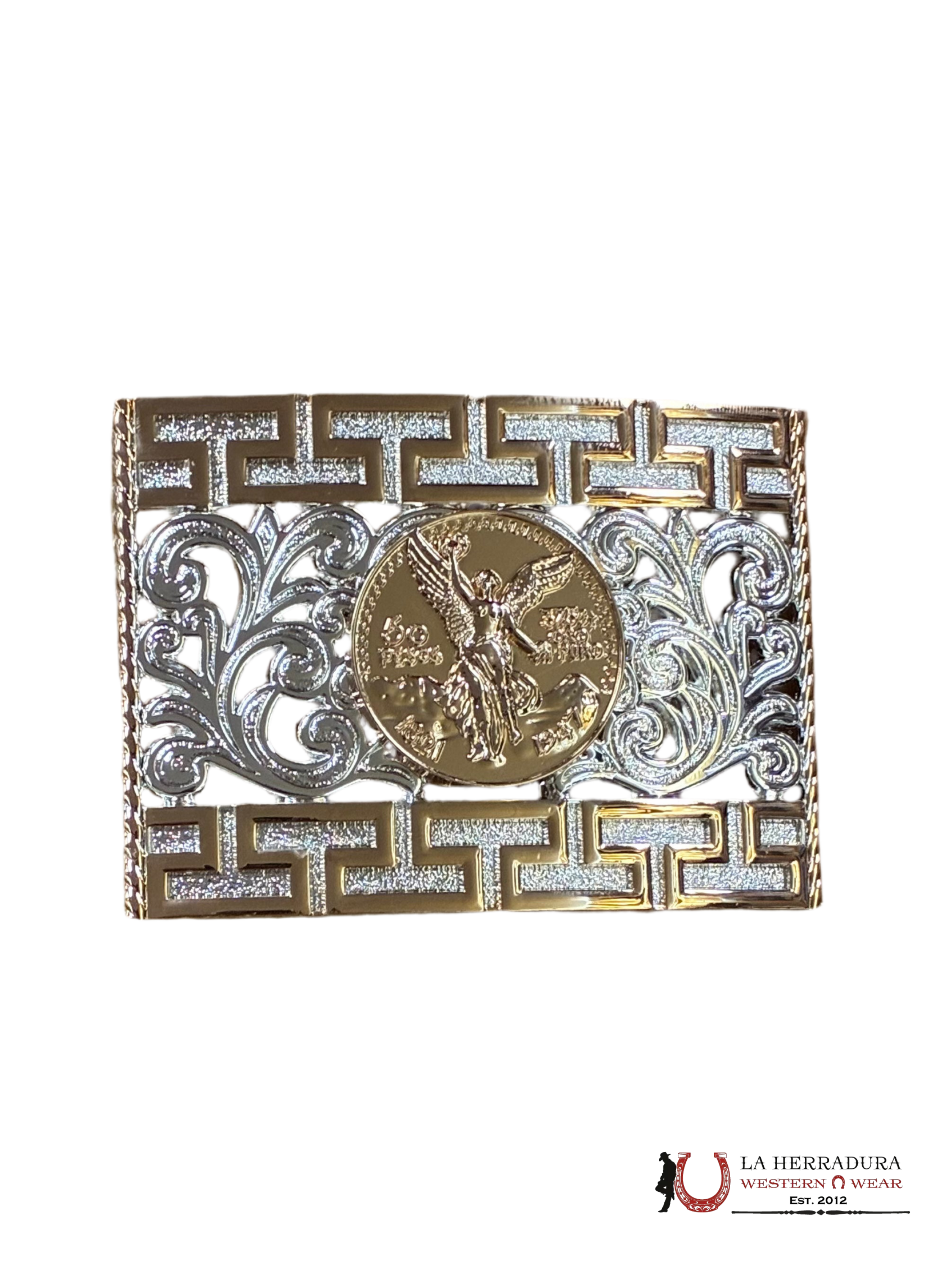 GOLD & SILVER 50 PESOS SQUARE BUCKLE