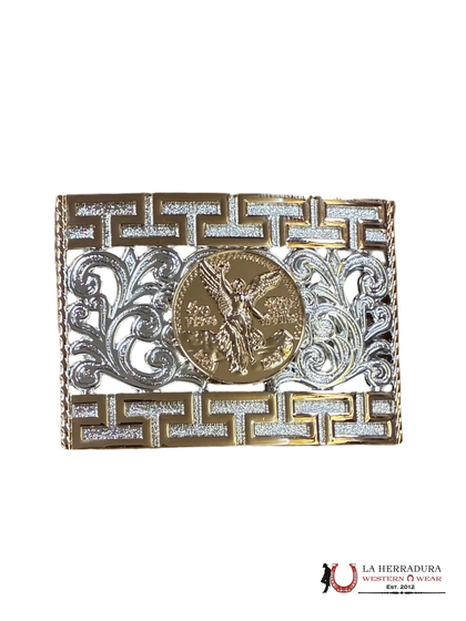 HEBILLA CUADRADA DE ORO Y PLATA DE 50 PESOS