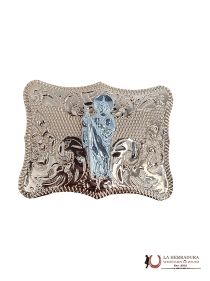 GOLD & SILVER SAN JUDAS SQUARE BUCKLE 19
