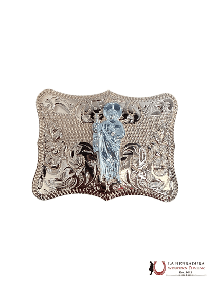 GOLD SQUARE WITH SILVER SAN JUDAS BUCKLE