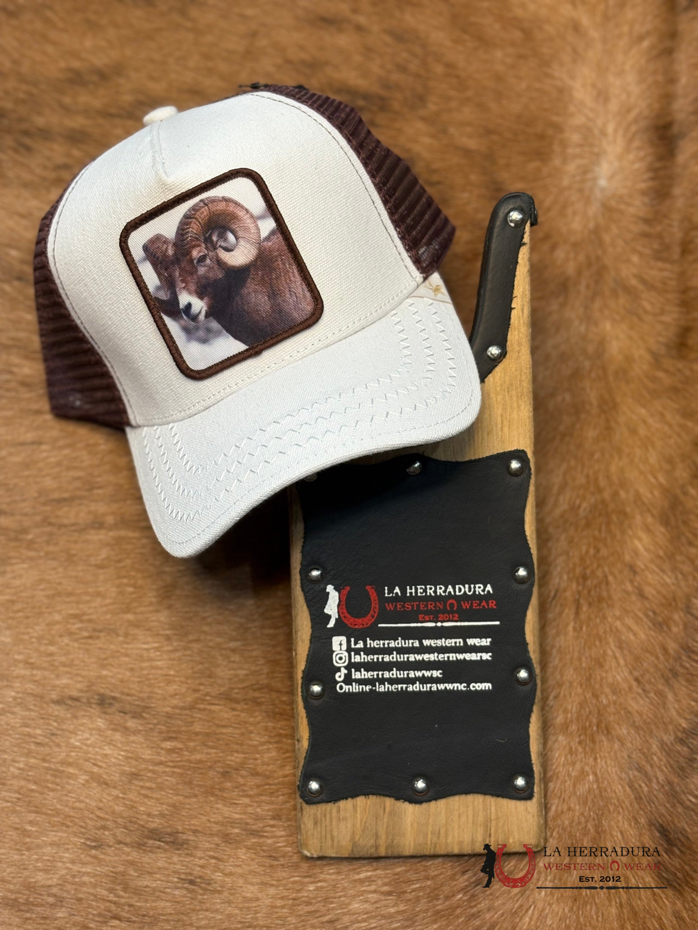 GOLD STAR TRUCKER HAT BROWN GOAT CAPS MENS GORRAS HOMBRES