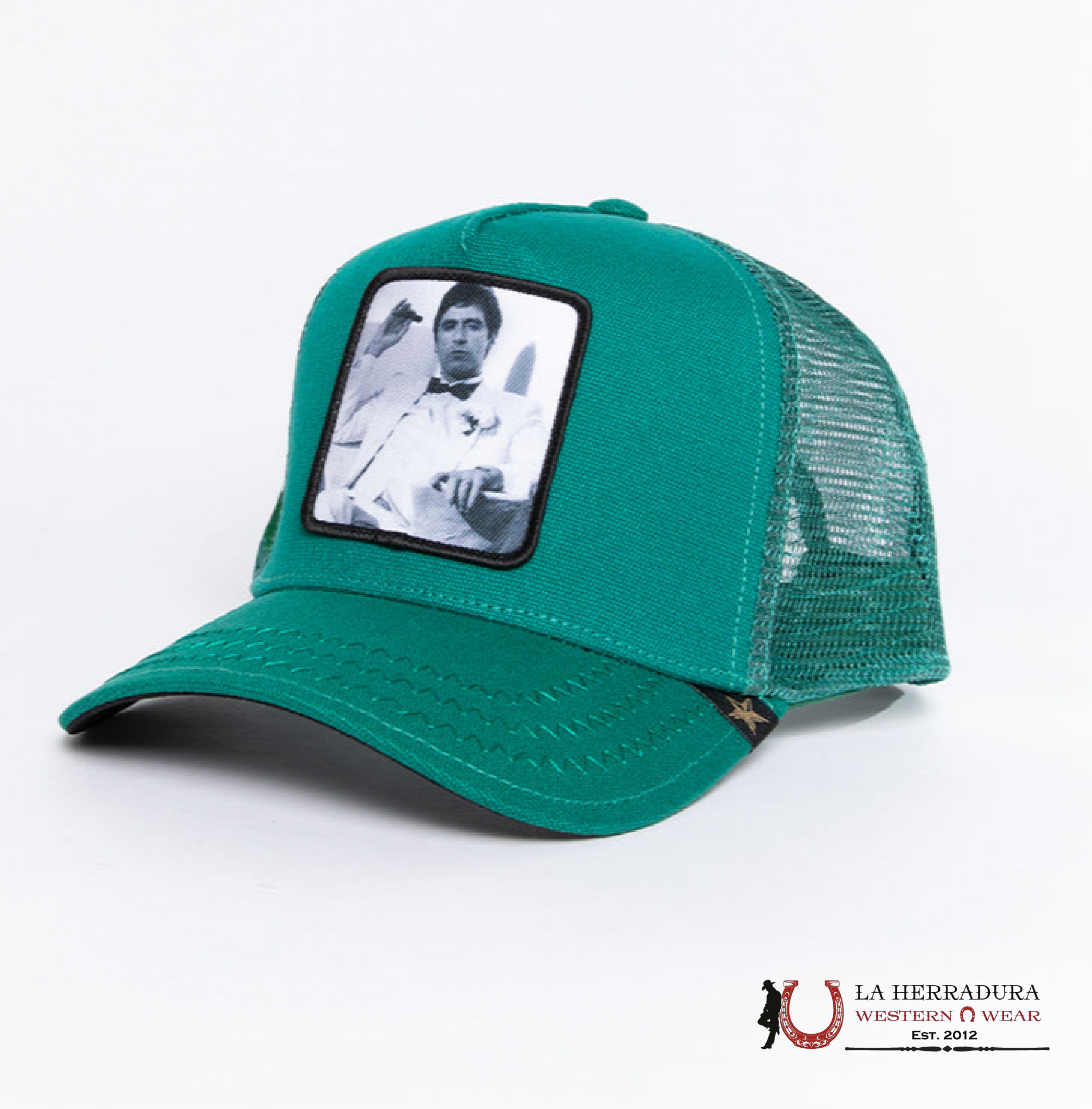 GOLD STAR TRUCKER HAT GREEN CAPS MENS GORRAS HOMBRES