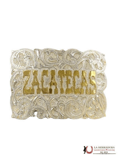 HEBILLA CUADRADA DE ORO ZACATECAS PLATA