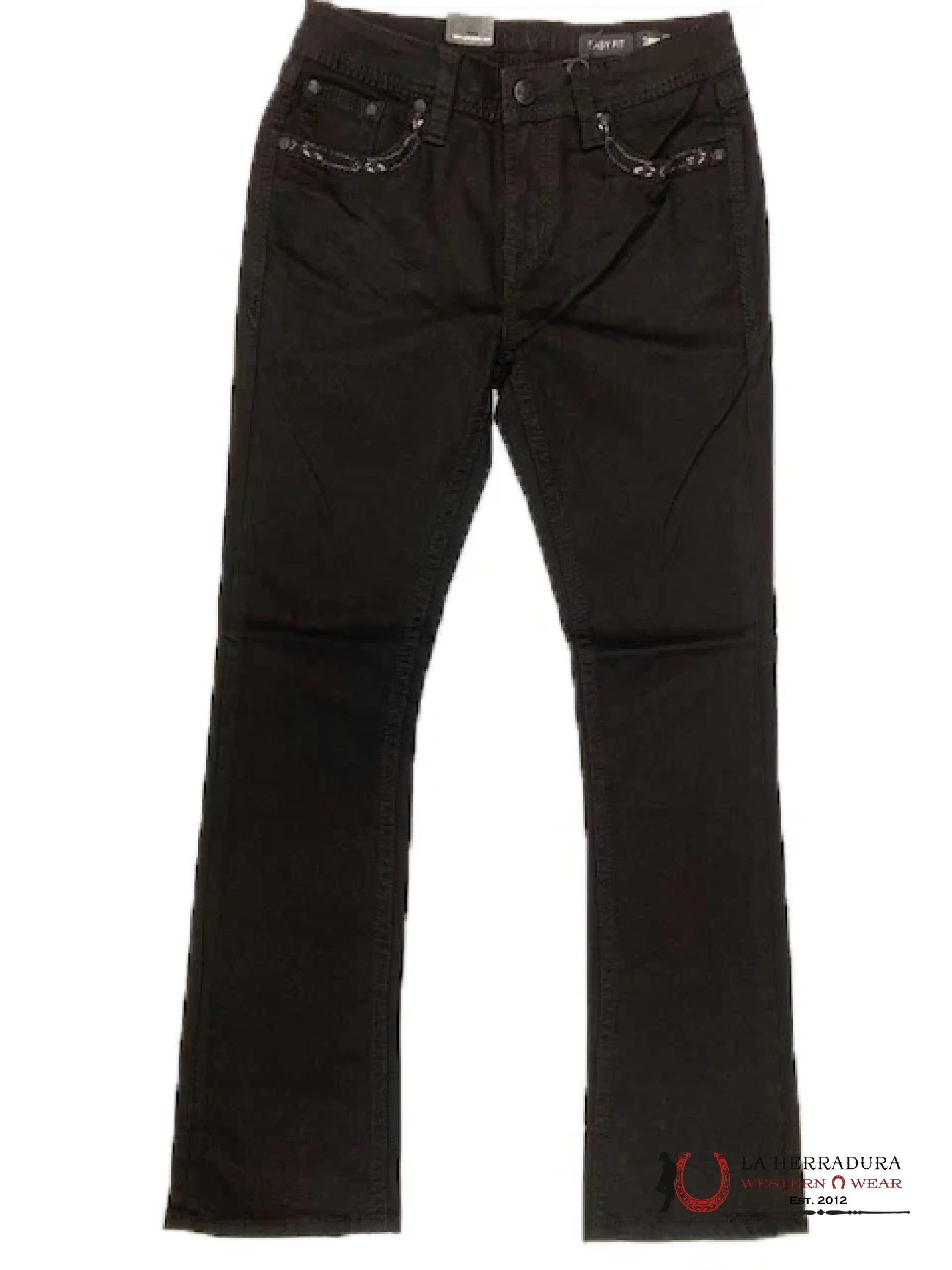 Grace in LA Black Easy Fit Women’s Bootcut Jeans with Sequins and Embroidery on Pockets EB-5782BLK