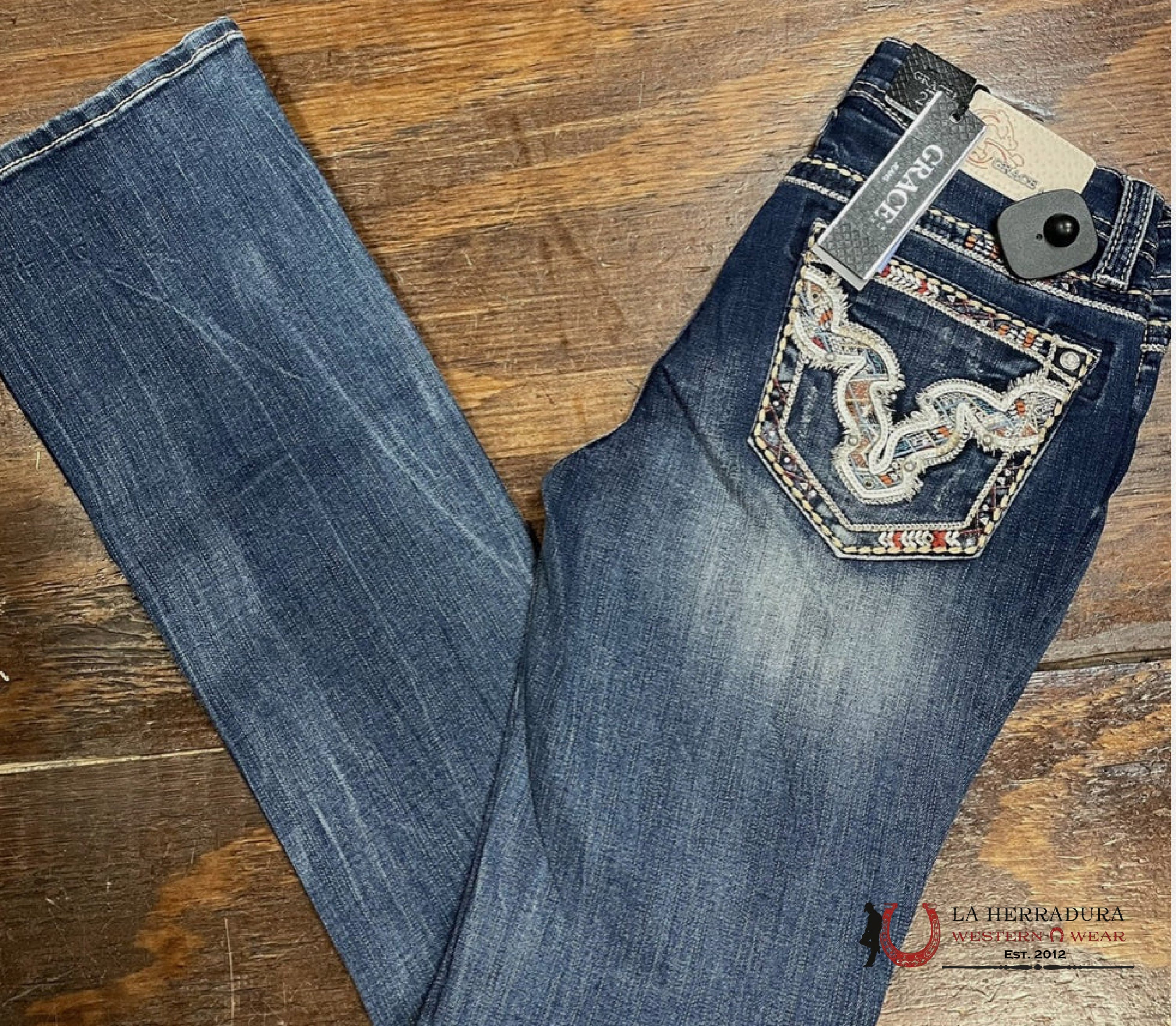 GRACE IN LA EASY FIT JEANS Longhorn Embroidery EB51718-32