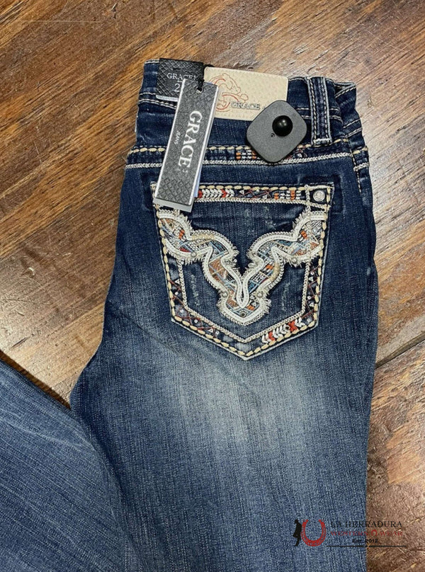 GRACE IN LA JEANS CORTE RELAJADO Bordado Longhorn EB51718-32