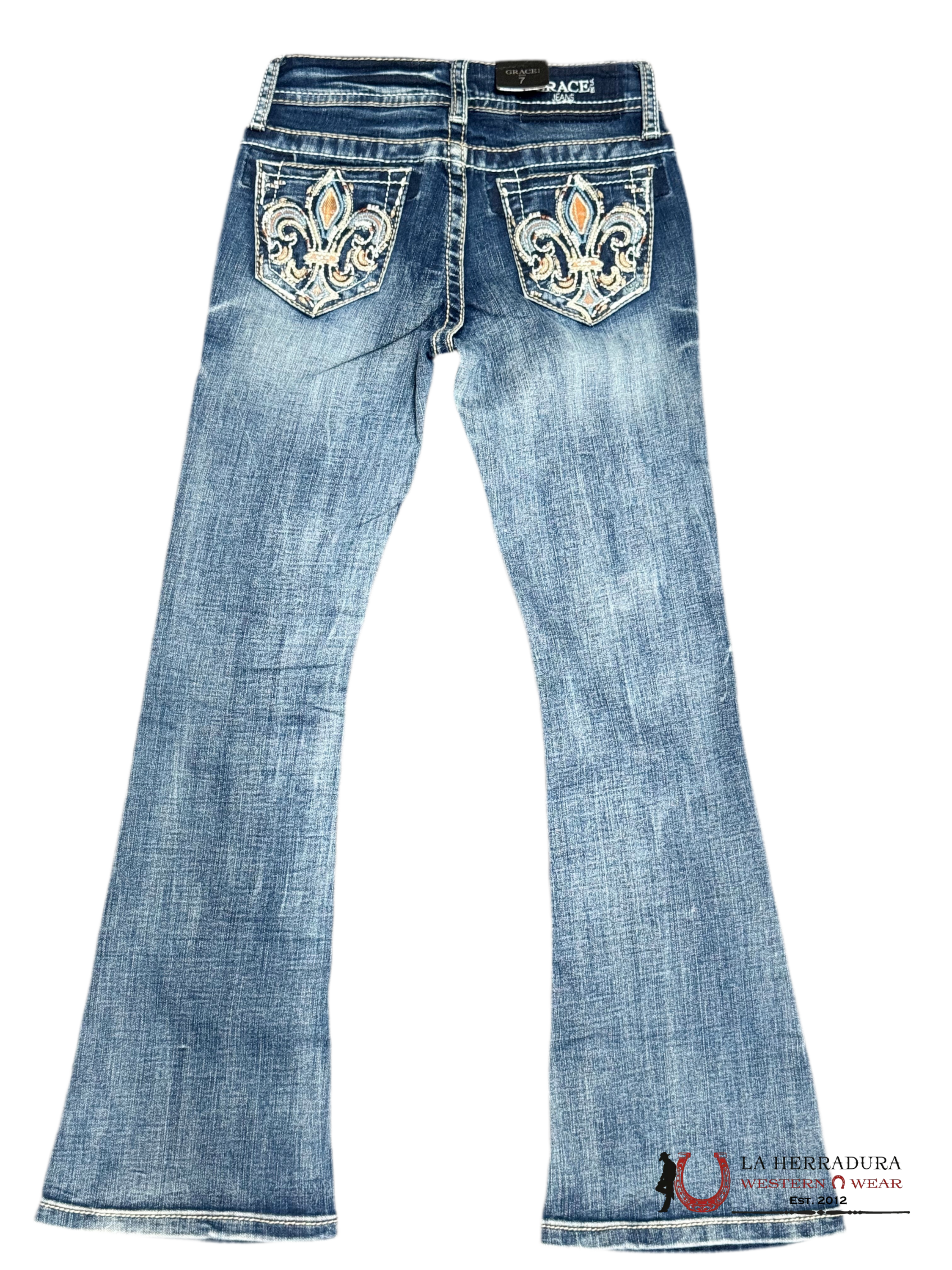 GRACE IN LA JEANS GIRL DARK WASH BOOCUT GB51719 NIÑOS
