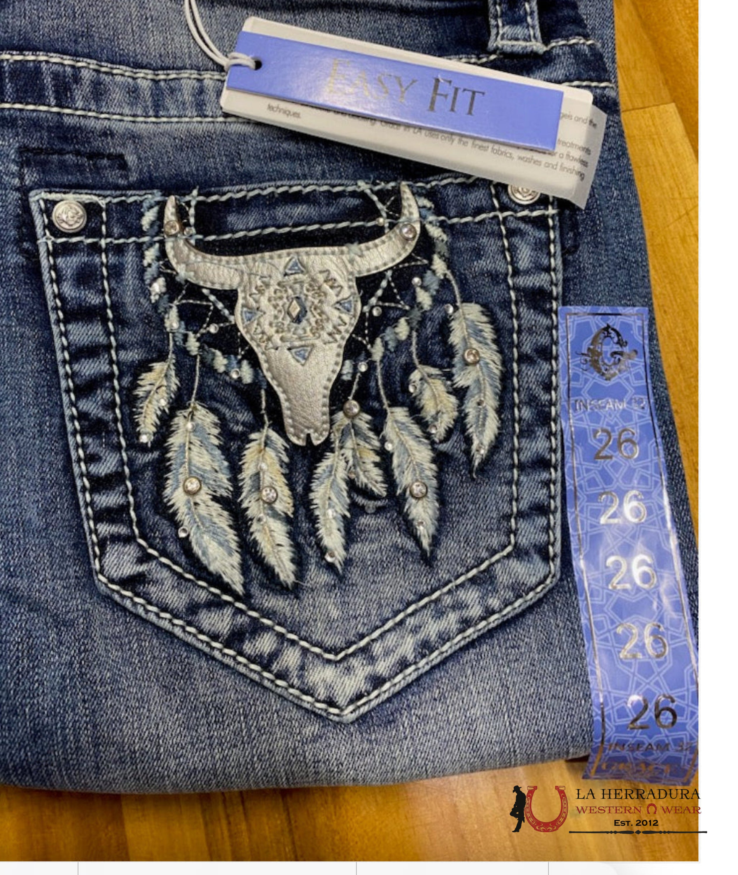 Grace in LA Steer Head Easy Fit Jeans EBS600-32