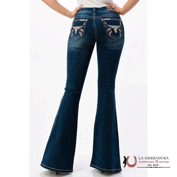 GRACE IN LA JEANS ACAMPANADOS CÓMODOS DE MUJER - CABEZA DE LONGHORN EL61607