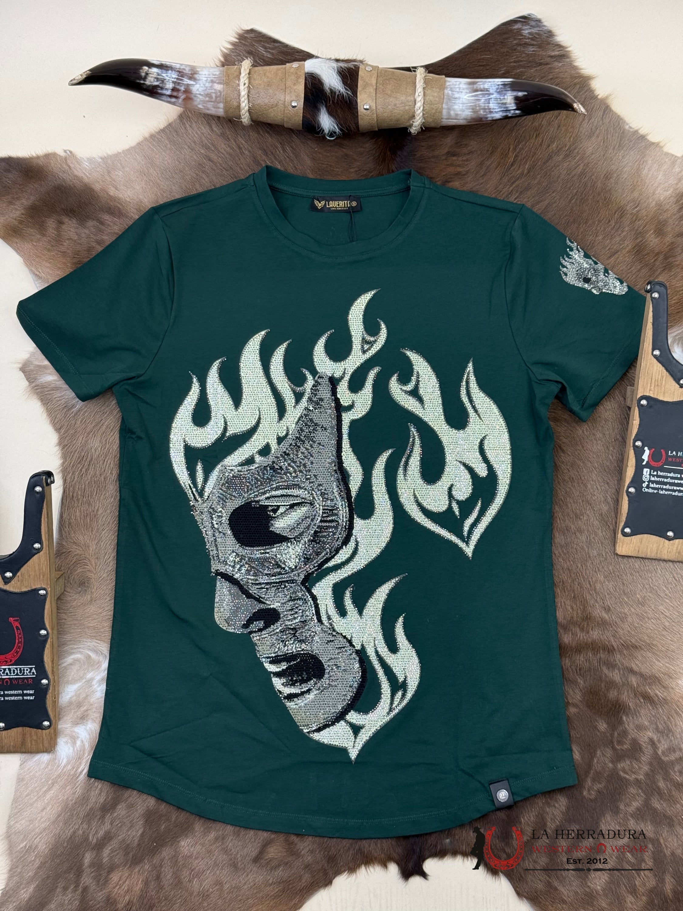 Green Short Sleeve Shirt Fighter Sparkles Men ROPA HOMBRES