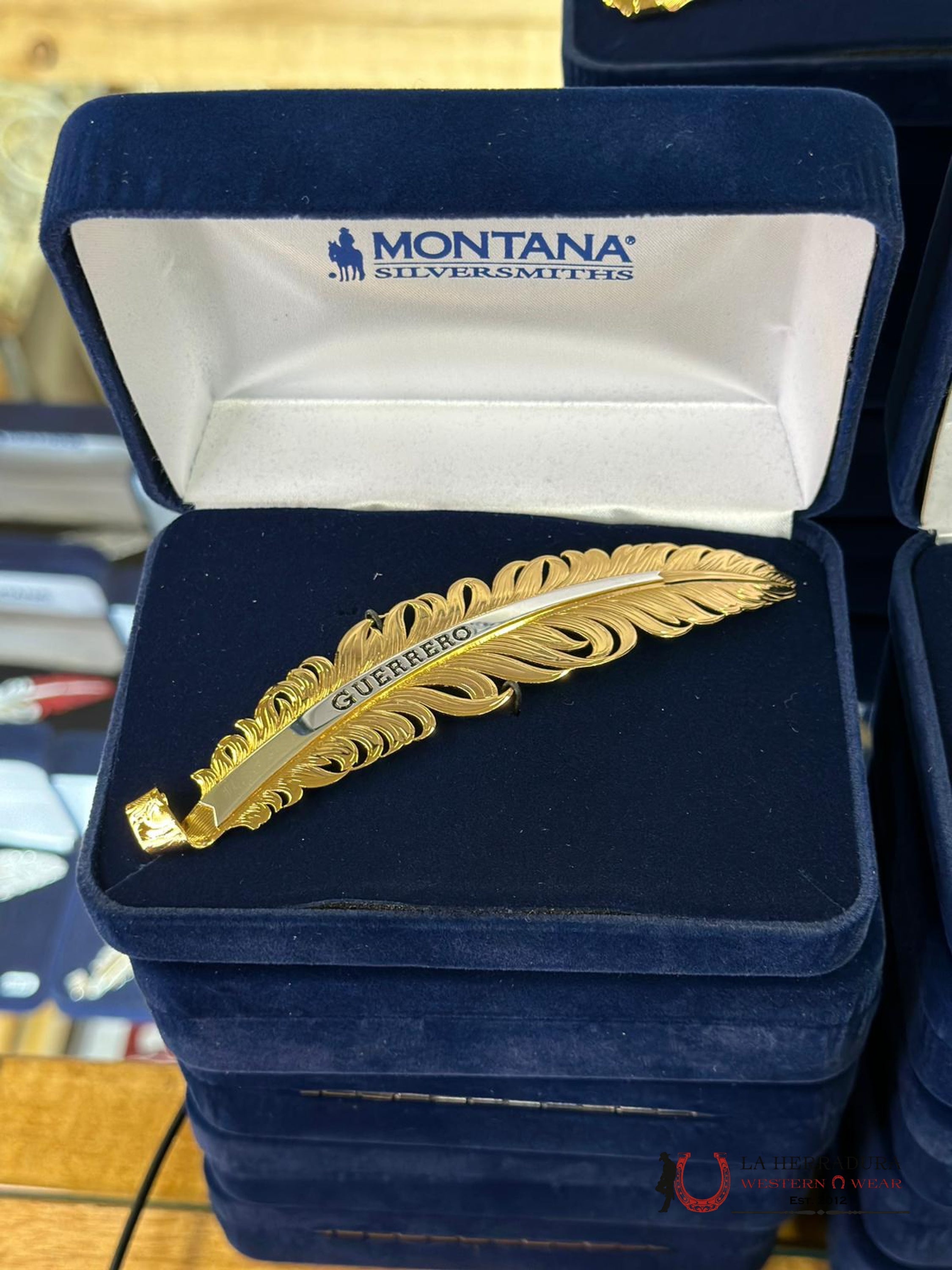 Montana Hat Feather Dorado Guerrero Accesorios