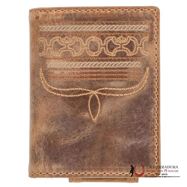 HOOEY BILLETERA BIFOLD DALTON CON CLIP PARA BILLETES, MARRÓN LISO HFW036-BR