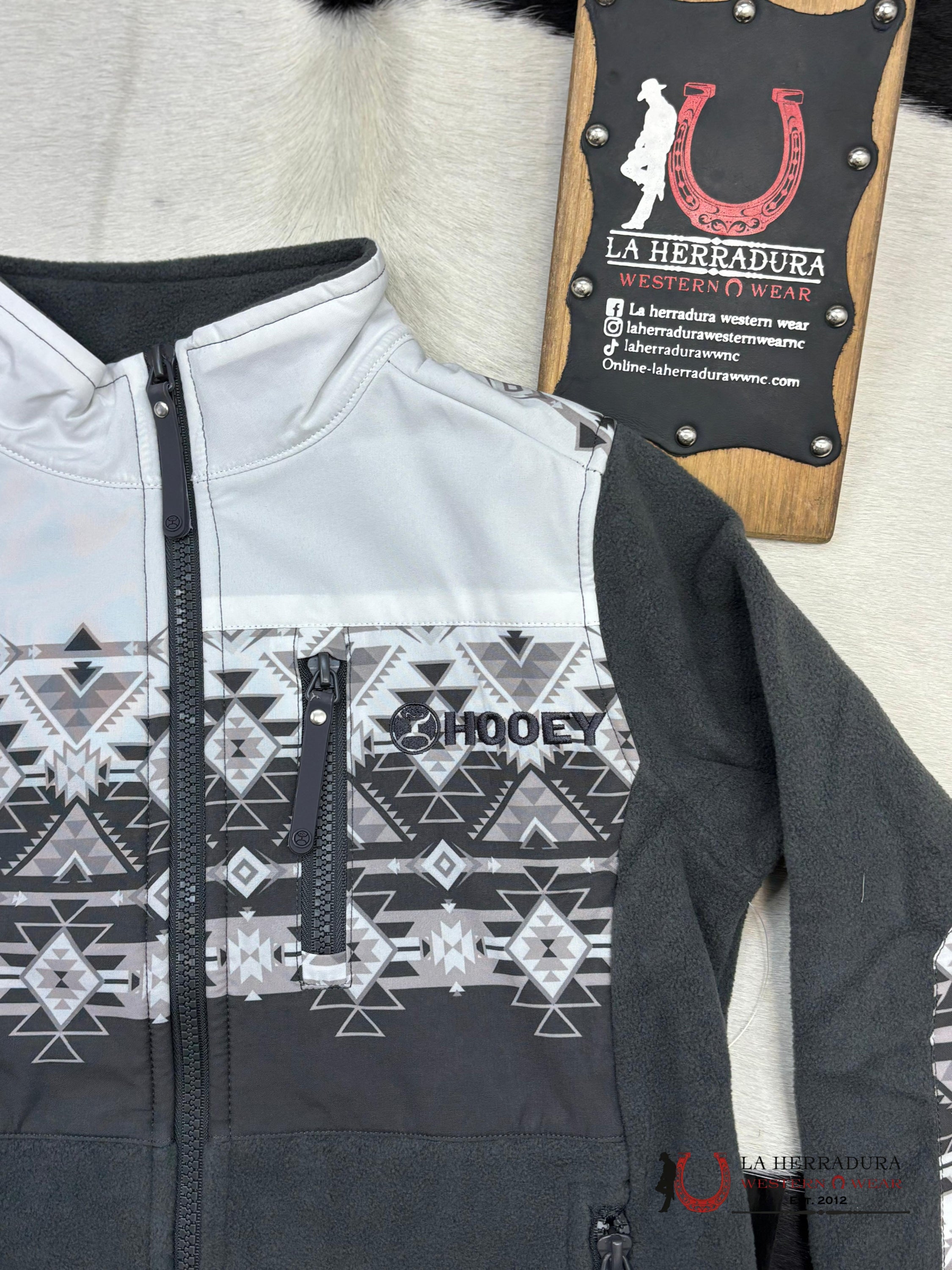 Hooey Boys Black/White Full Zip Tech Fleece Jacket Niños