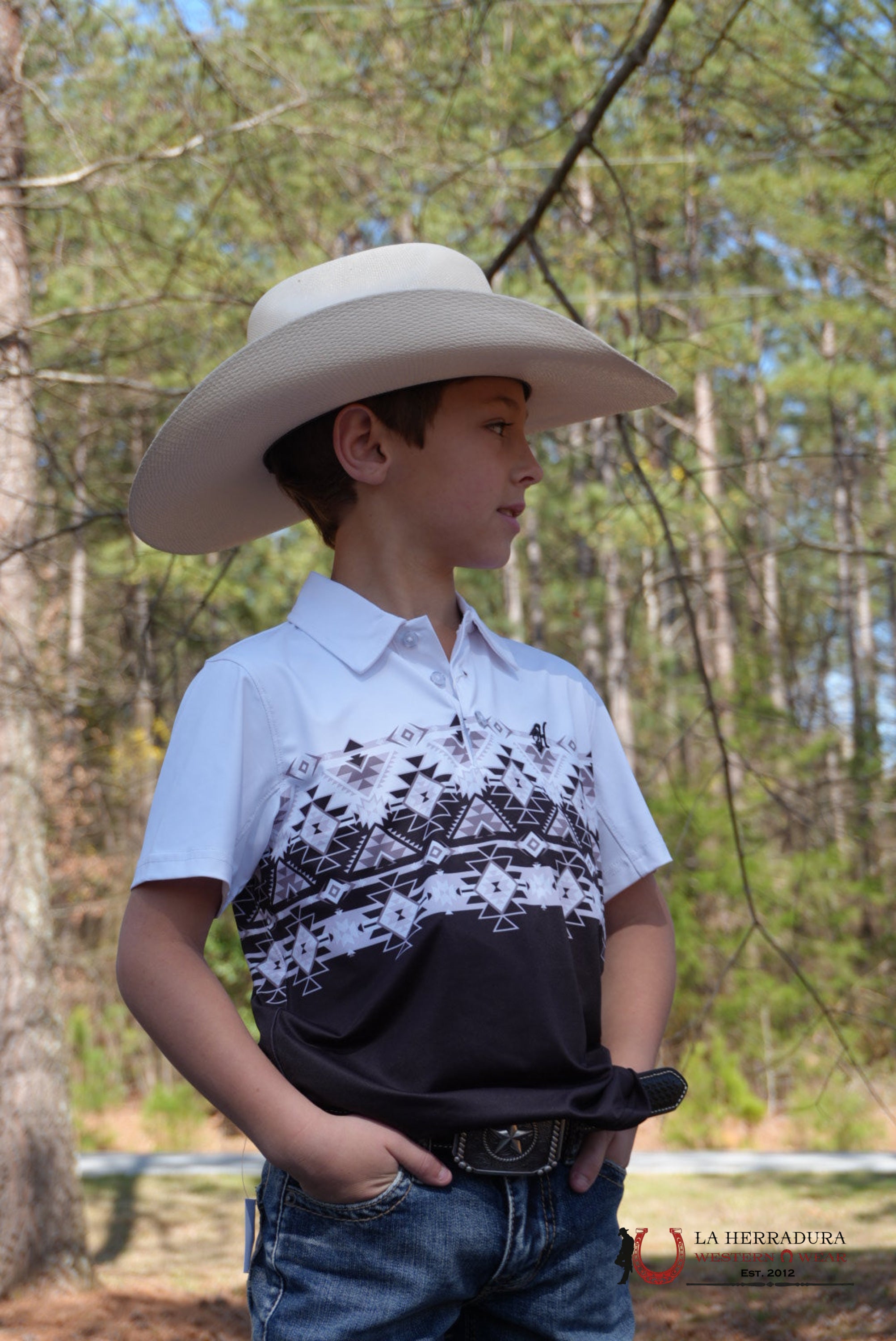 HOOEY BOYS THE WEEKENDER BLACK WHITE POLO NIÑOS