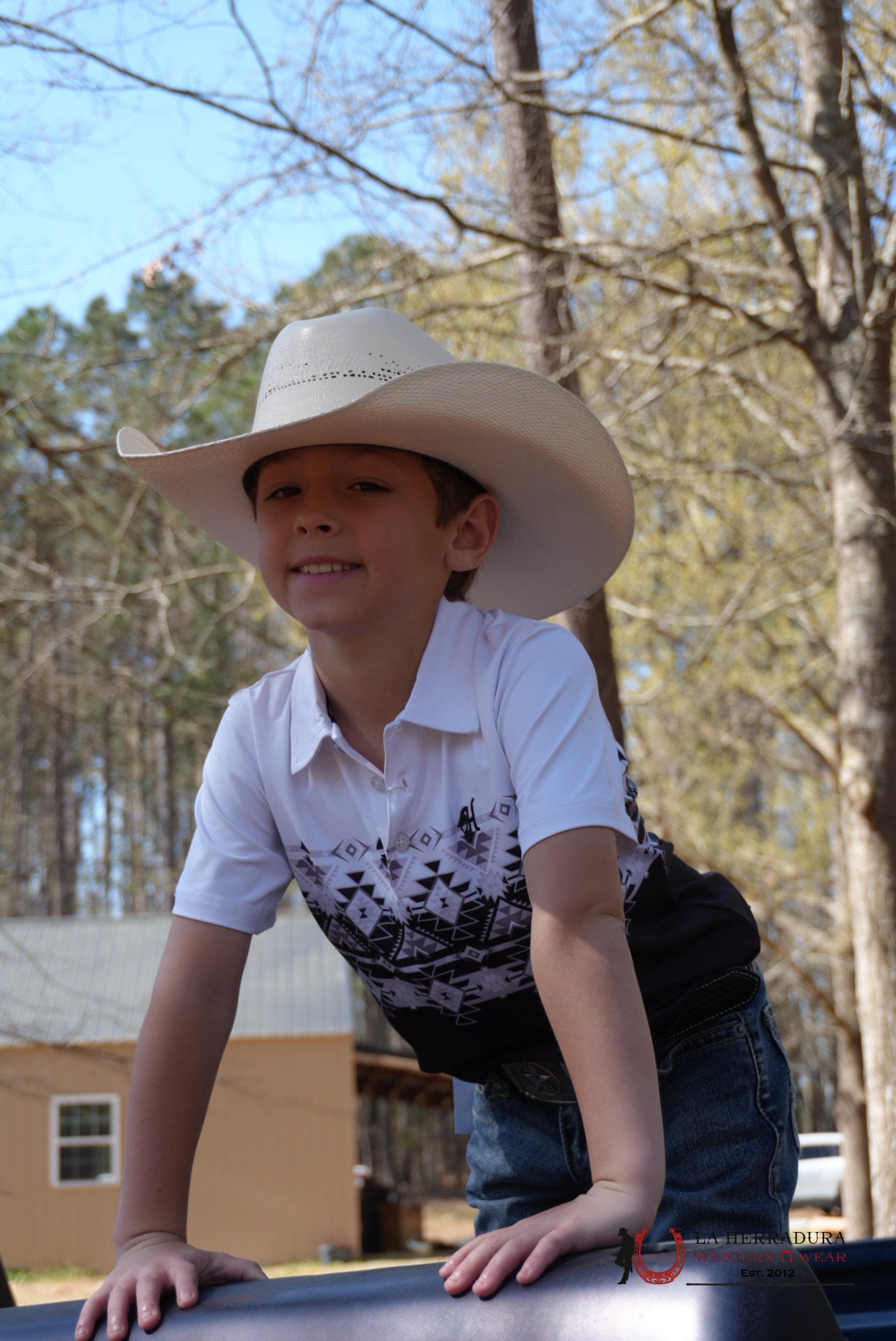 HOOEY BOYS THE WEEKENDER BLACK WHITE POLO NIÑOS
