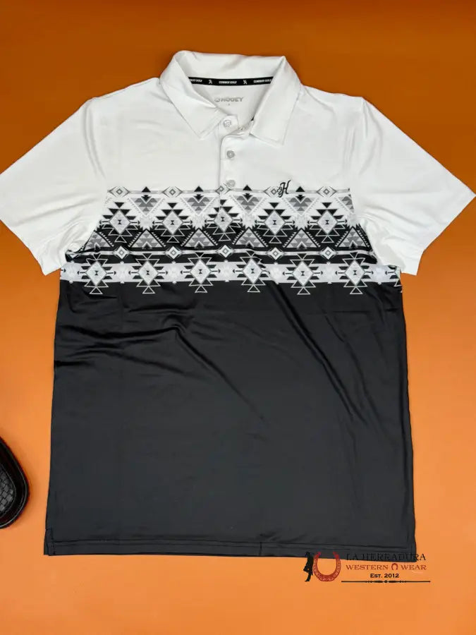 Hooey Cowboy Golf Tge Weekender Black/ White Polo Ropa Hombres