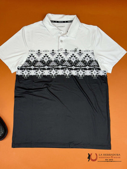 HOOEY COW CHILD GOLF TGE WEEKENDER BLACK/ WHITE POLO HP024BKWH-Y