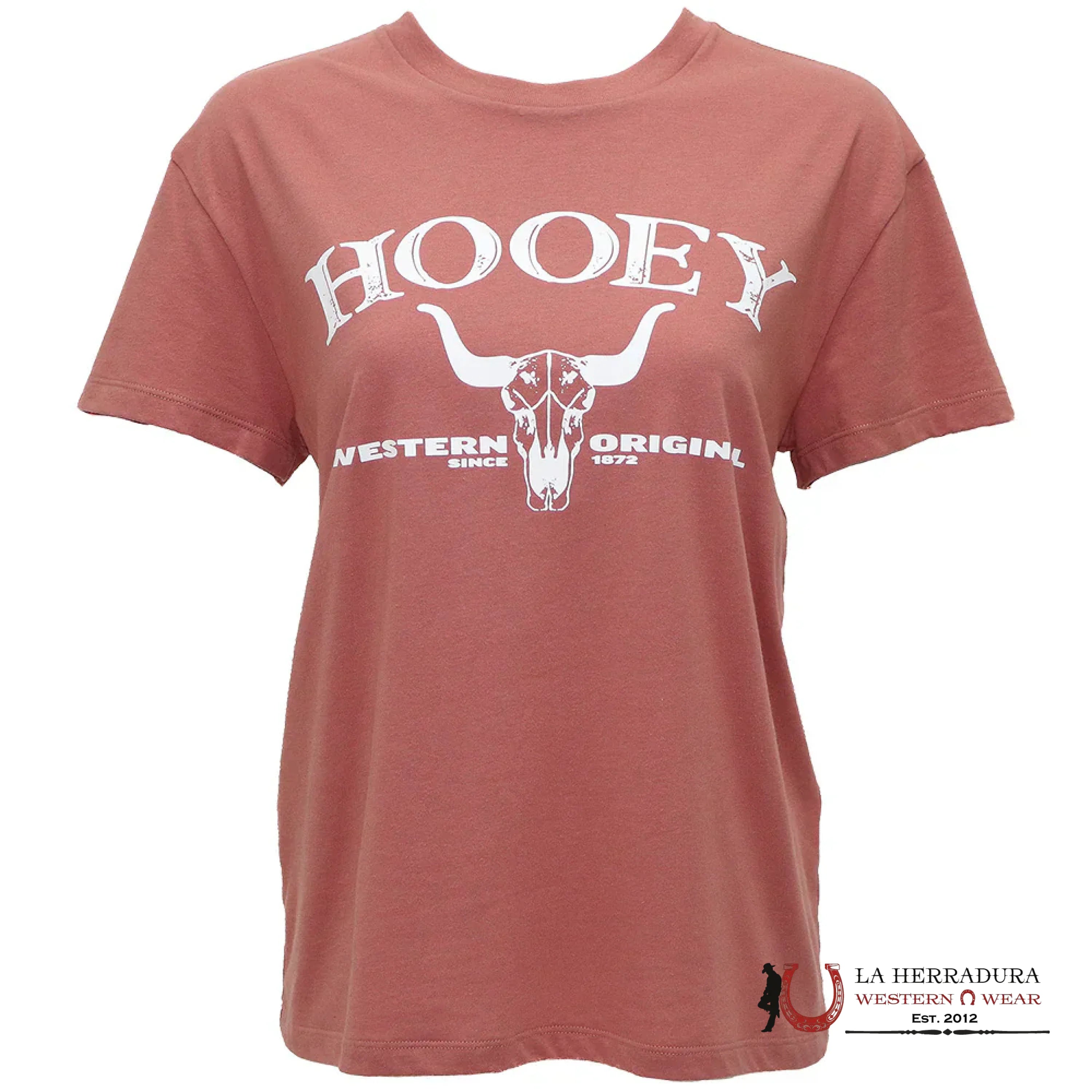 HOOEY GIRLS “ICON’ LIGHT MAHOGANY W/WHITE LOGO T-SHIRT HT1772DKPK-Y NIÑAS