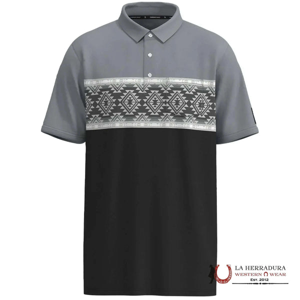 CAMISETA POLO DE MANGA CORTA AZTECA GRIS/NEGRO DE HOMBRE HOOEY HOT SHOT - HP032GYAZ