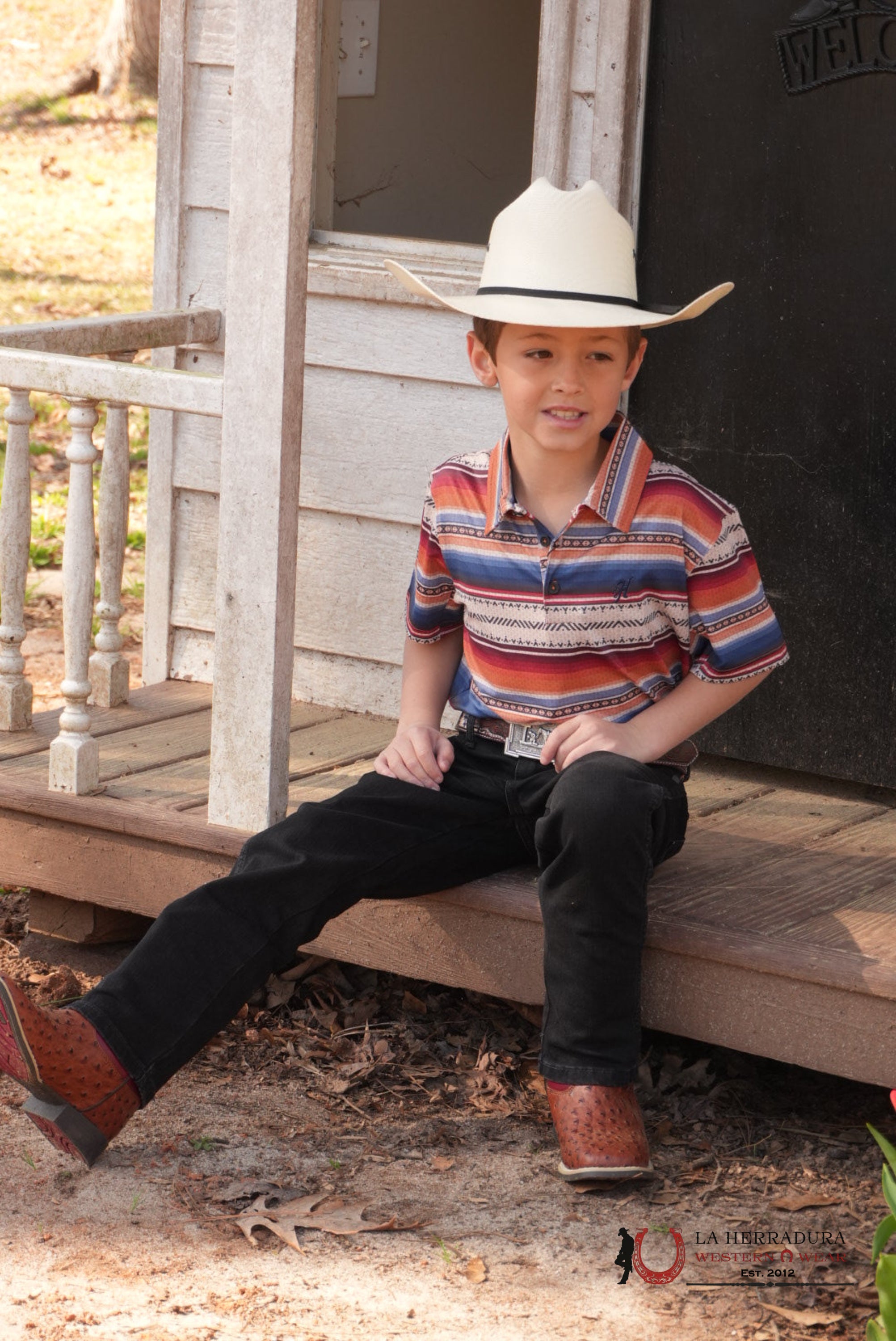 Hooey Kids Weekender Multi Color Serape Aztec Short Sleeve Polo Shirte NIÑOS