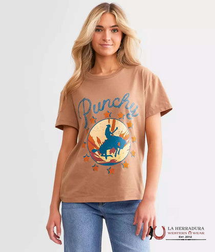 HOOEY LADIES PUNCHY T-SHIRT LIGHT BROWN PT1640LTBR