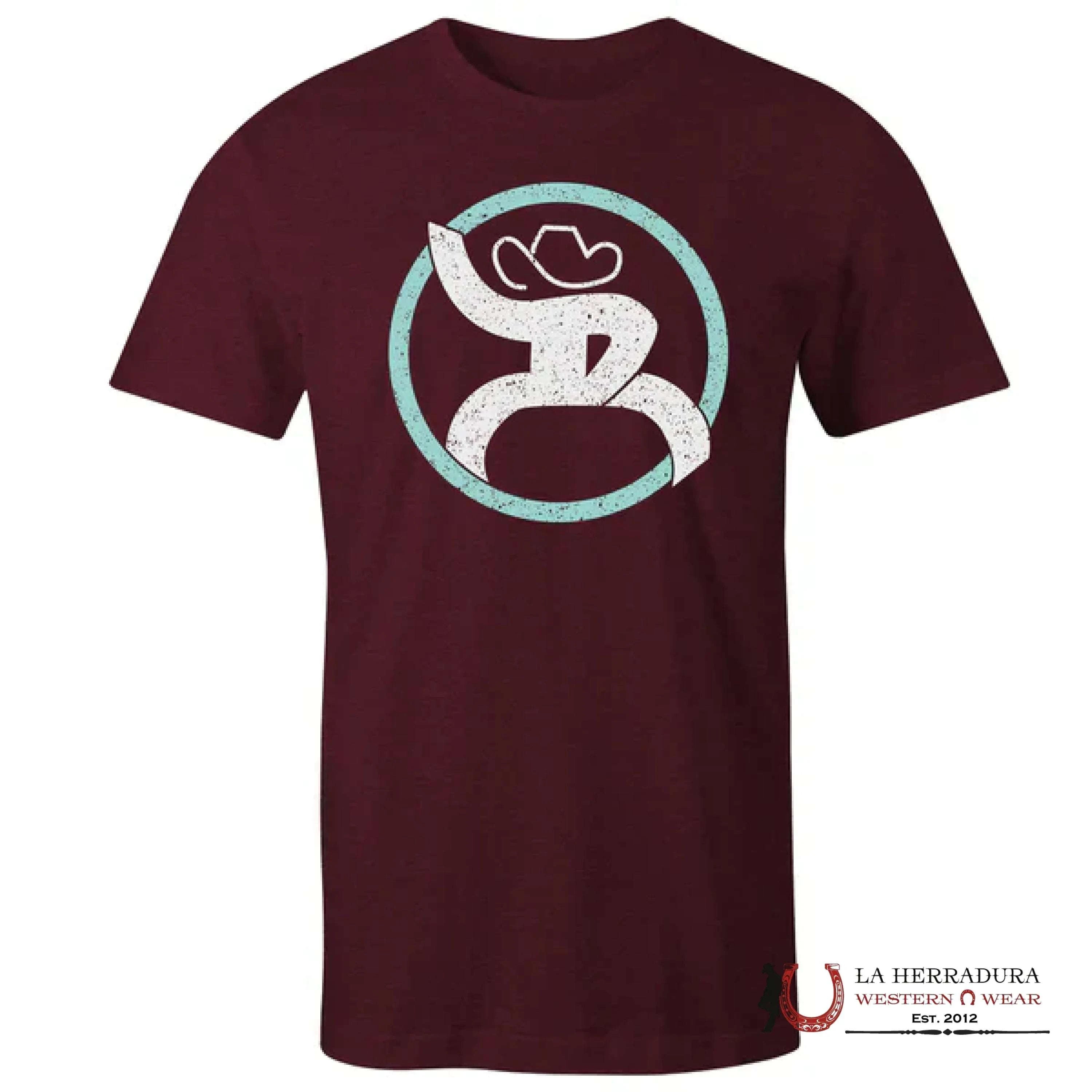 HOOEY MENS SHIRT CRANBERRY HEATHER CREW NECK COTTON/ POLY SHORT SLEEVE/ TURQUOISE LOGO ON CHEST 810125581595 ROPA
