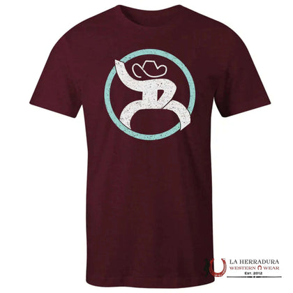 CAMISETA DE HOMBRE HOOEY - CUELLO REDONDO COLOR BREZO ROJO ARÁNDANO ALGODÓN/POLIÉSTER MANGA CORTA/ LOGO TURQUESA EN EL PECHO-810125581595