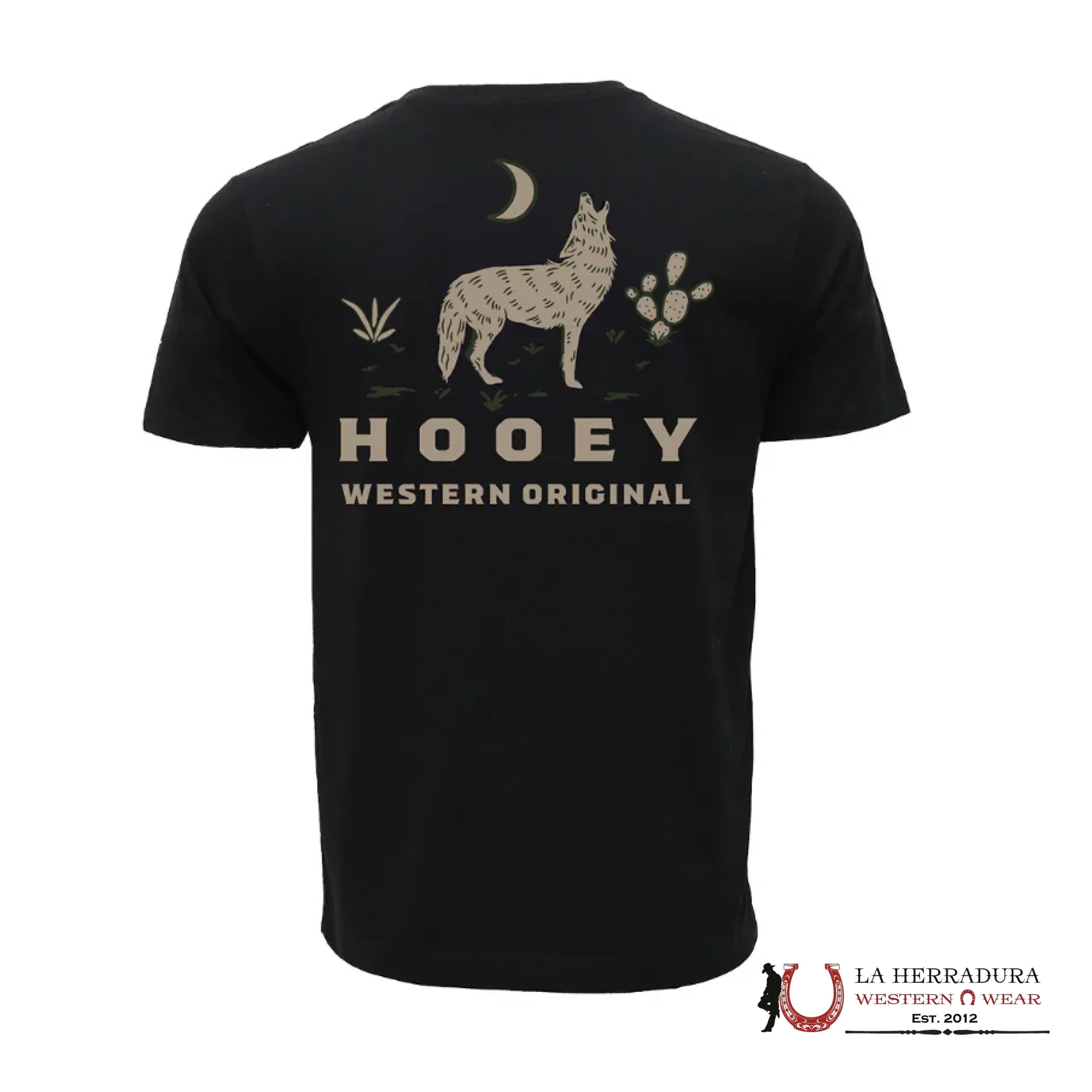 HOOEY MENS TSHIRT BLACK W TAN COYOTE HY1888BK ROPA HOMBRES