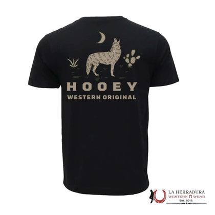 CAMISETA DE HOMBRE HOOEY NEGRA CON COYOTE COLOR TAN HY1888BK