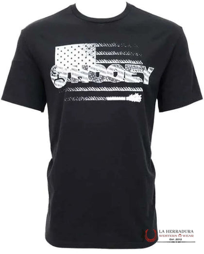HOOEY MENS TSHIRT BLACK WHITE FLAG LOGO HT1748BK