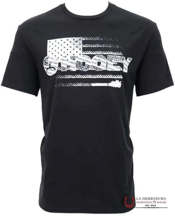 CAMISETA DE HOMBRE HOOEY NEGRA LOGO BANDERA BLANCA HT1748BK