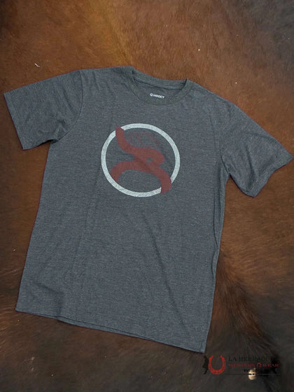 HOOEY MENS TSHIRT CHARCOAL GREY/MAROON LOGO
