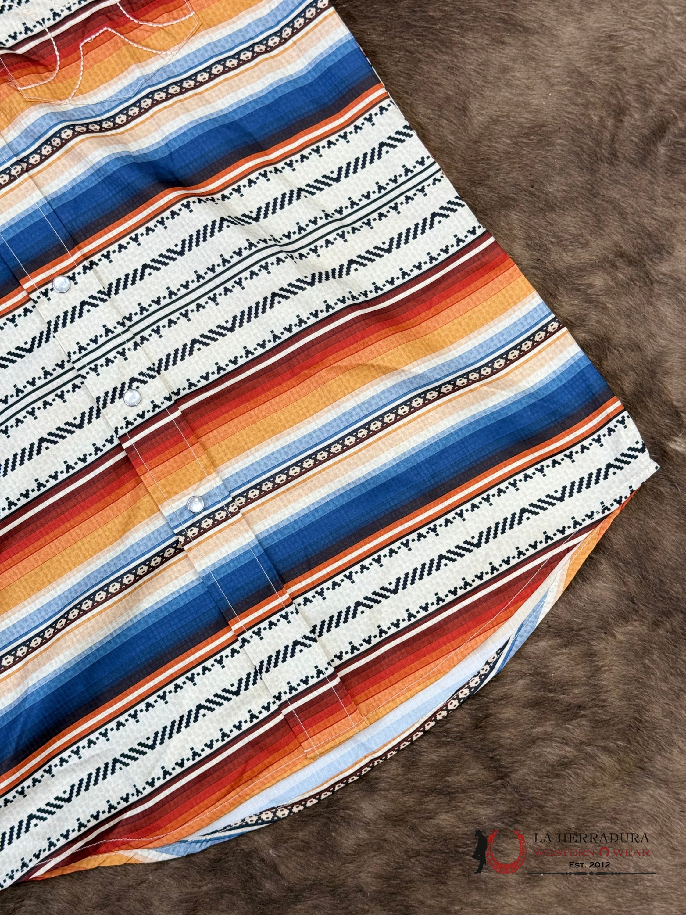 HOOEY Multi Color Serape Pattern Short Sleeve ROPA HOMBRES
