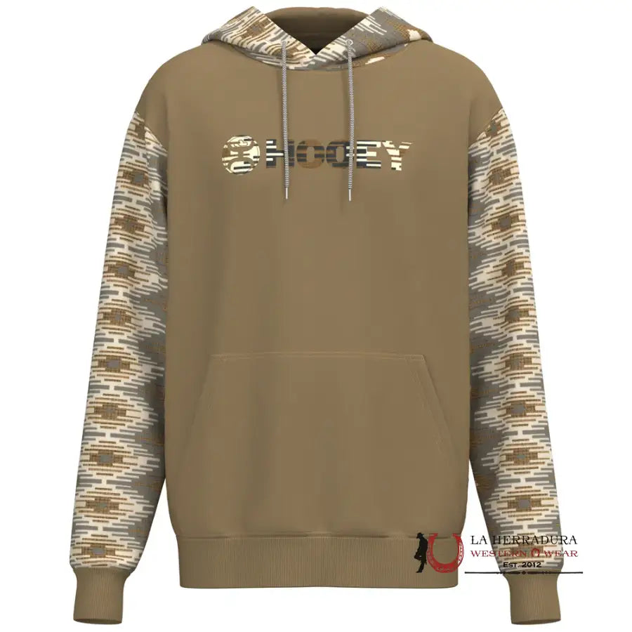 Hooey® Men’s Hoodie ’Lock-Up’ Tan W/ Cream/Tan Aztec Pattern Tncr-S Ropa Hombres