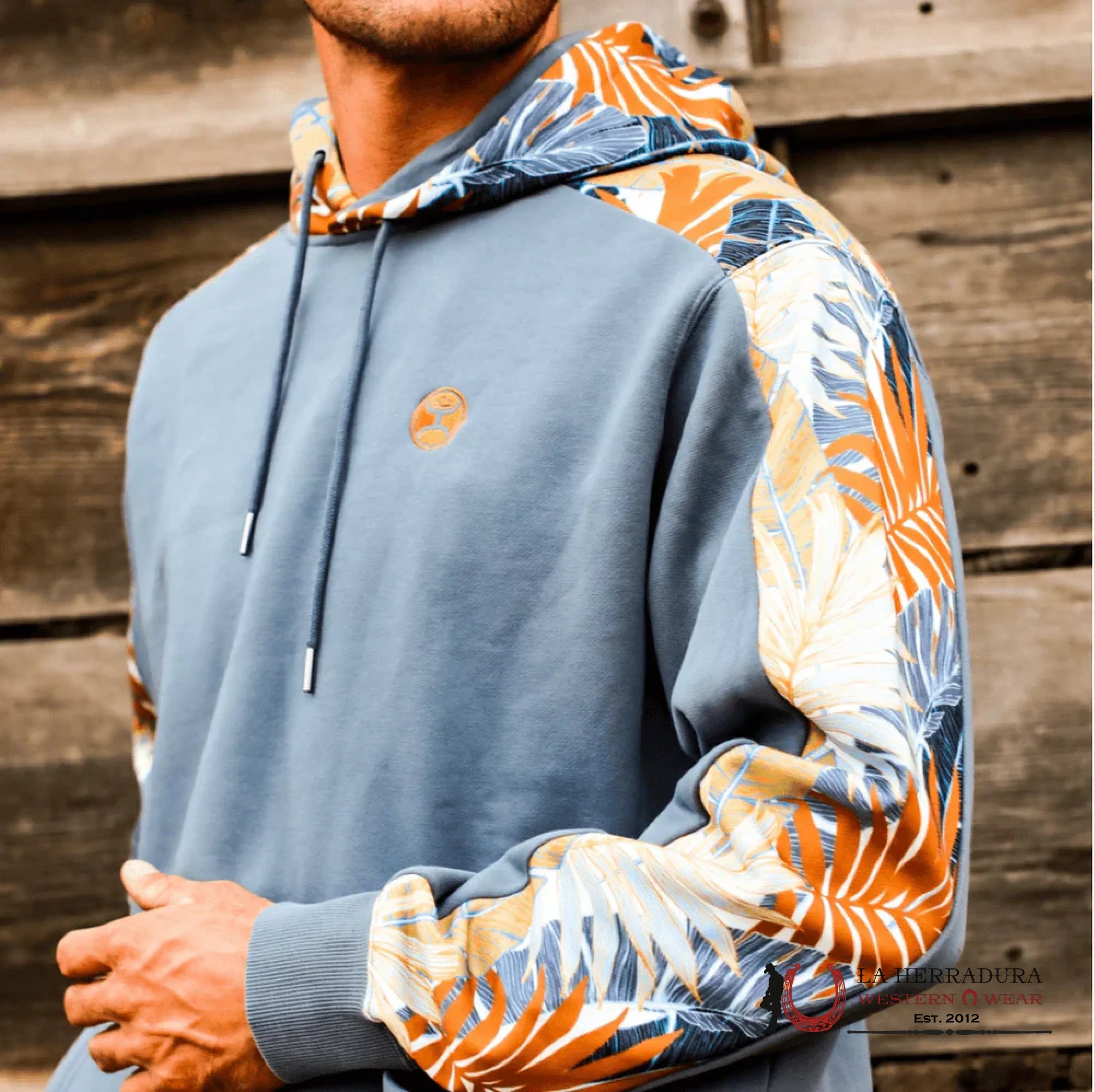 Hooey® Men’s Hoodie ’Oasis’ Blue W/Leaves 90Bl-S Ropa Hombres