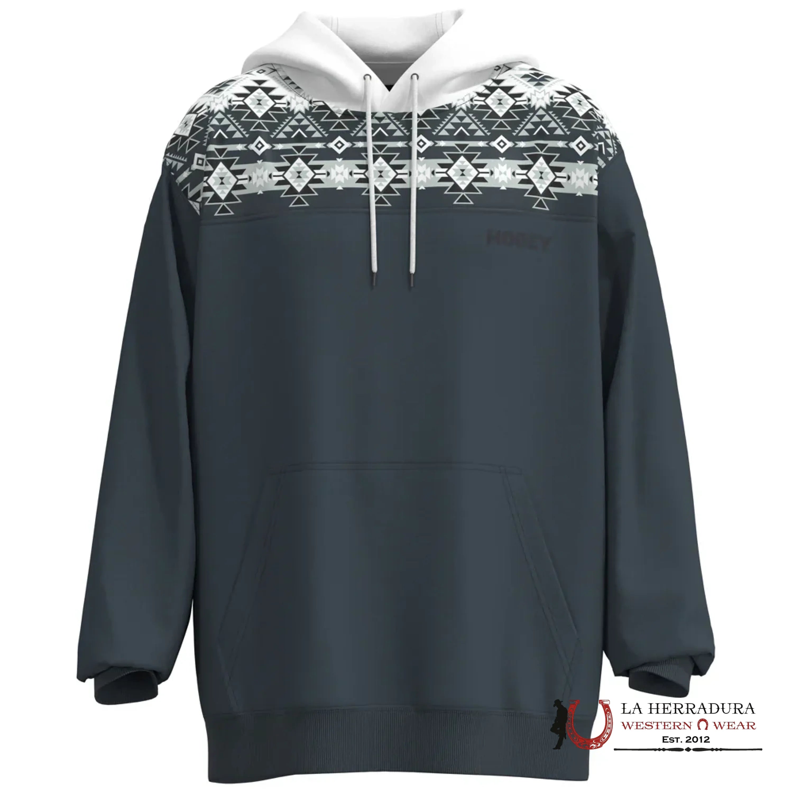 Hooey® Men’s Hoodie ’Ridge’ White/Denim W/Aztec Whde-M Ropa Hombres