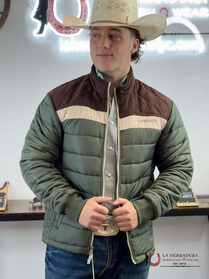 Hooey® Men's PUFFER JACKET OLIVE BODY TAN YOKE HJ1170LBR