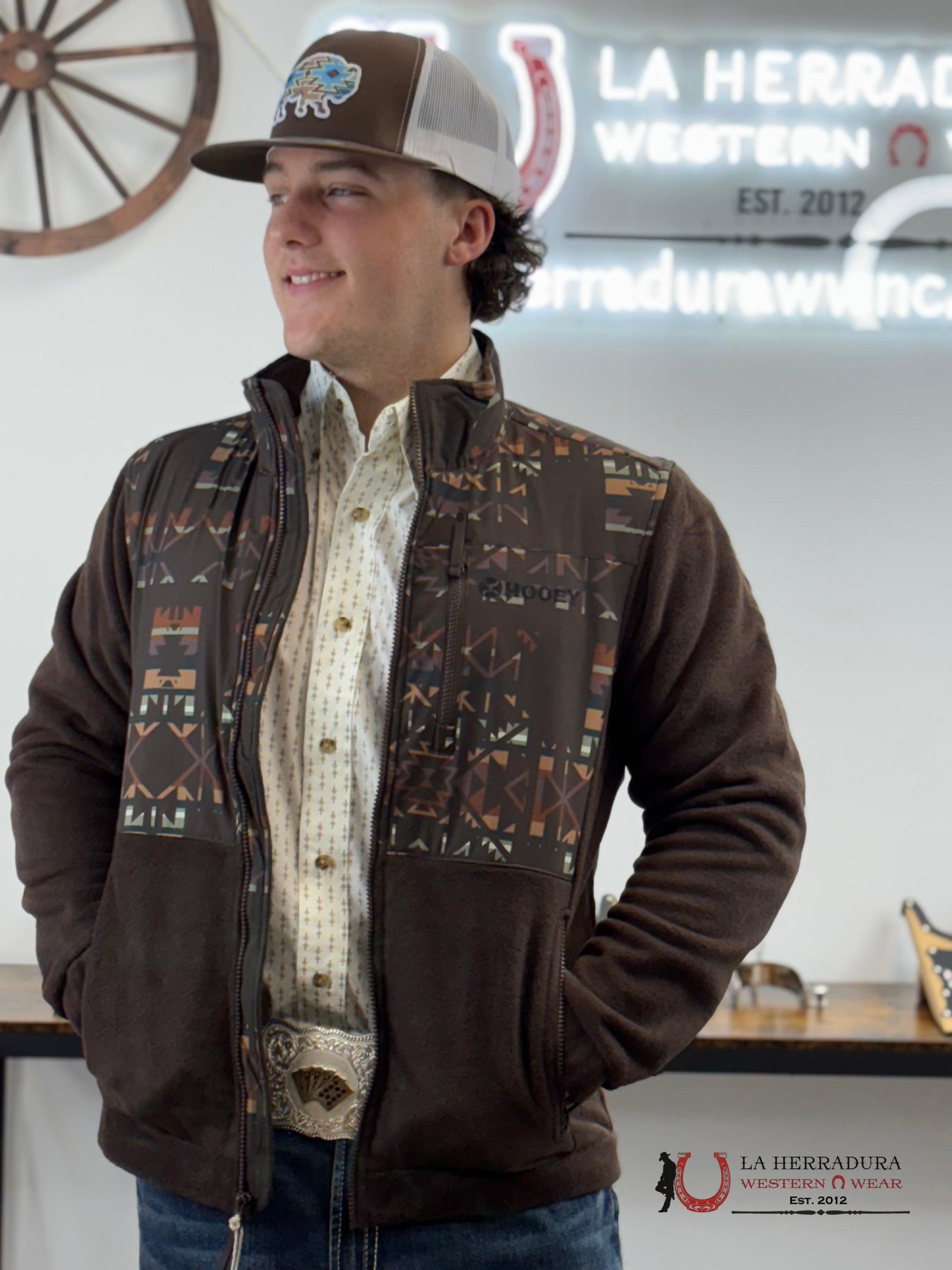 Hooey® Men’s Tech Brown Full Zip Aztec Jacket Ropa Hombres
