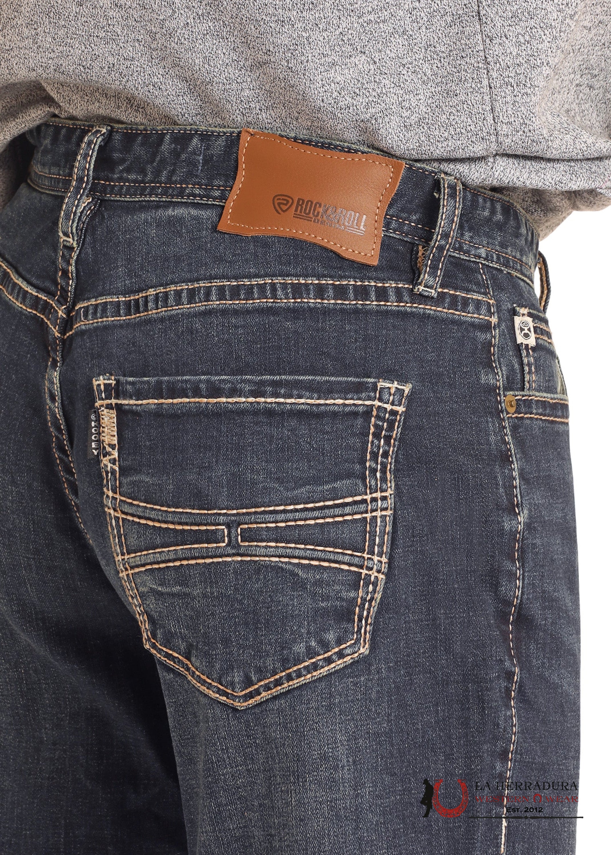 HOOEY ROCK&ROLLRELAXED FIT STACKABLE BOOTCUT JEANS - DARK WASH - HMTBD05035 ROPA HOMBRES