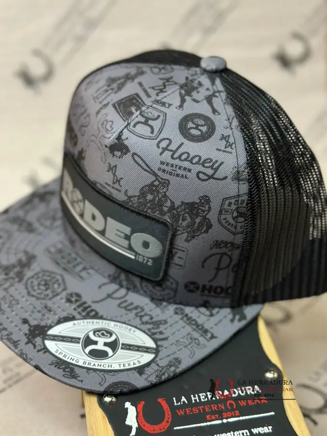 Hooey Rodeo Black All Around Print Cap Caps Mens Gorras Hombres