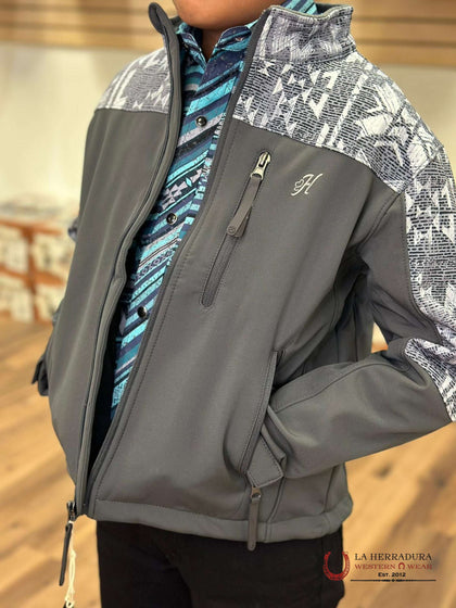 HOOEY SOFT SHELL JACKET YOUTH GREY AZTEC