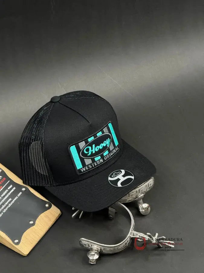 Hooey Stripe Teal Letters Black Cap Caps Mens Gorras Hombres