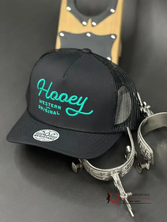 Hooey Teal Letter Black Cap Caps Mens Gorras Hombres